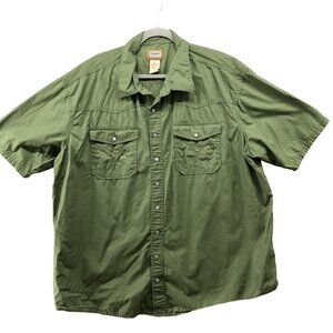 Schmidt Work Wear Pearl Snap Button Shirt Mens‎ 2XL Green Short Sleeve Western